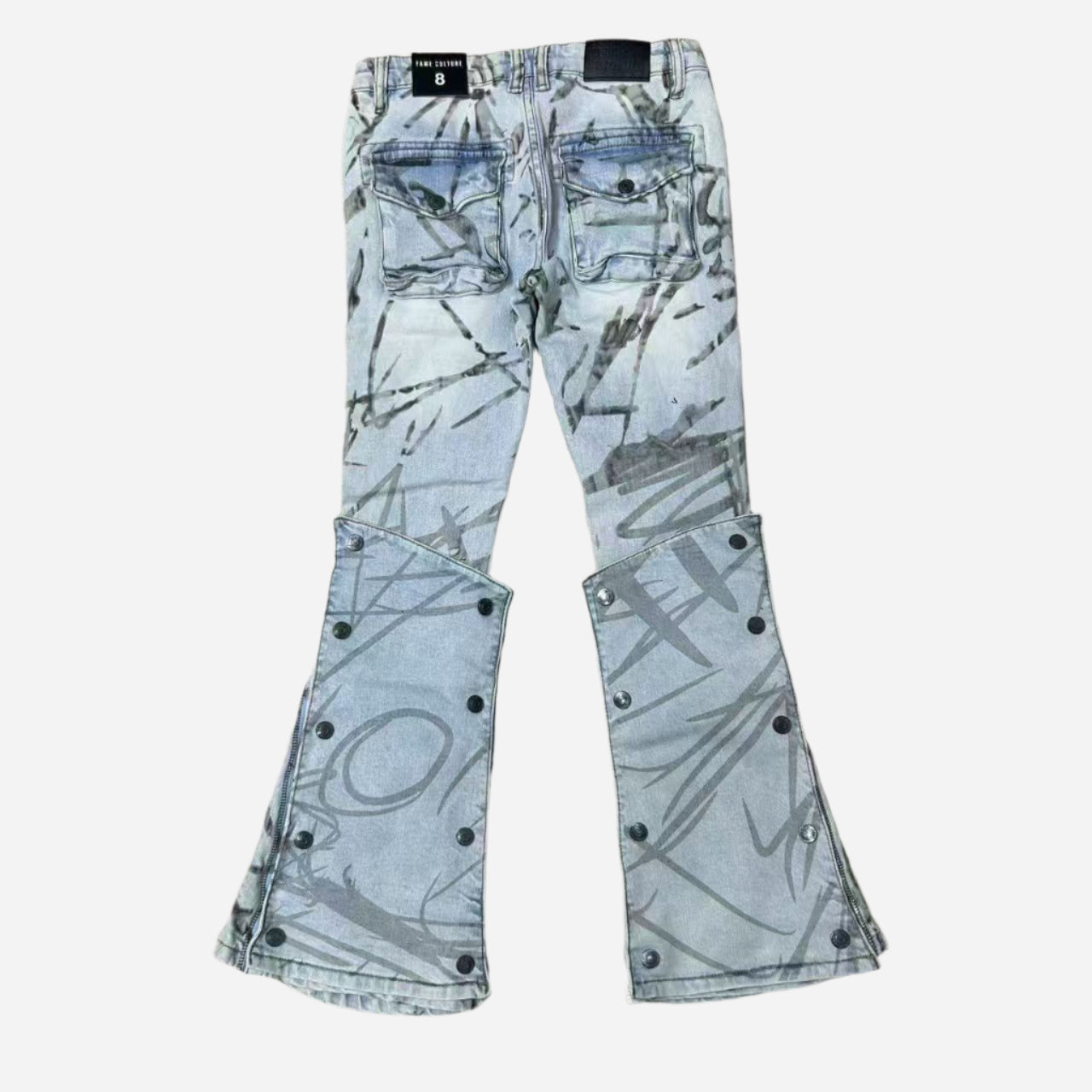 EMOTIONS Lt blue grey paint stacked flare
