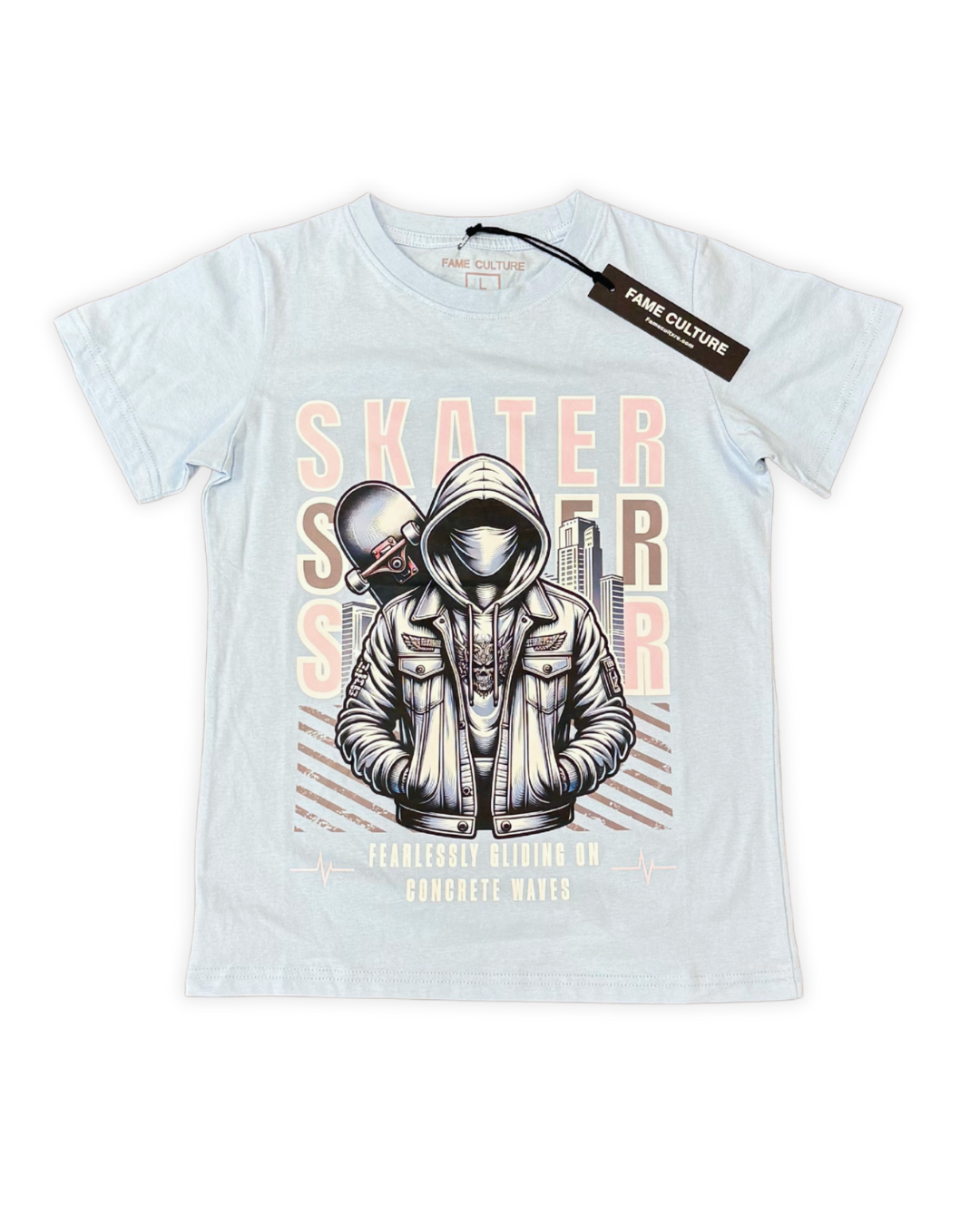 "SKATER" Lt Blue Tee