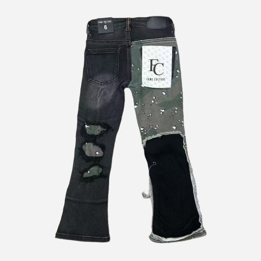 "INVERESE" Black Camo Stacked Flare